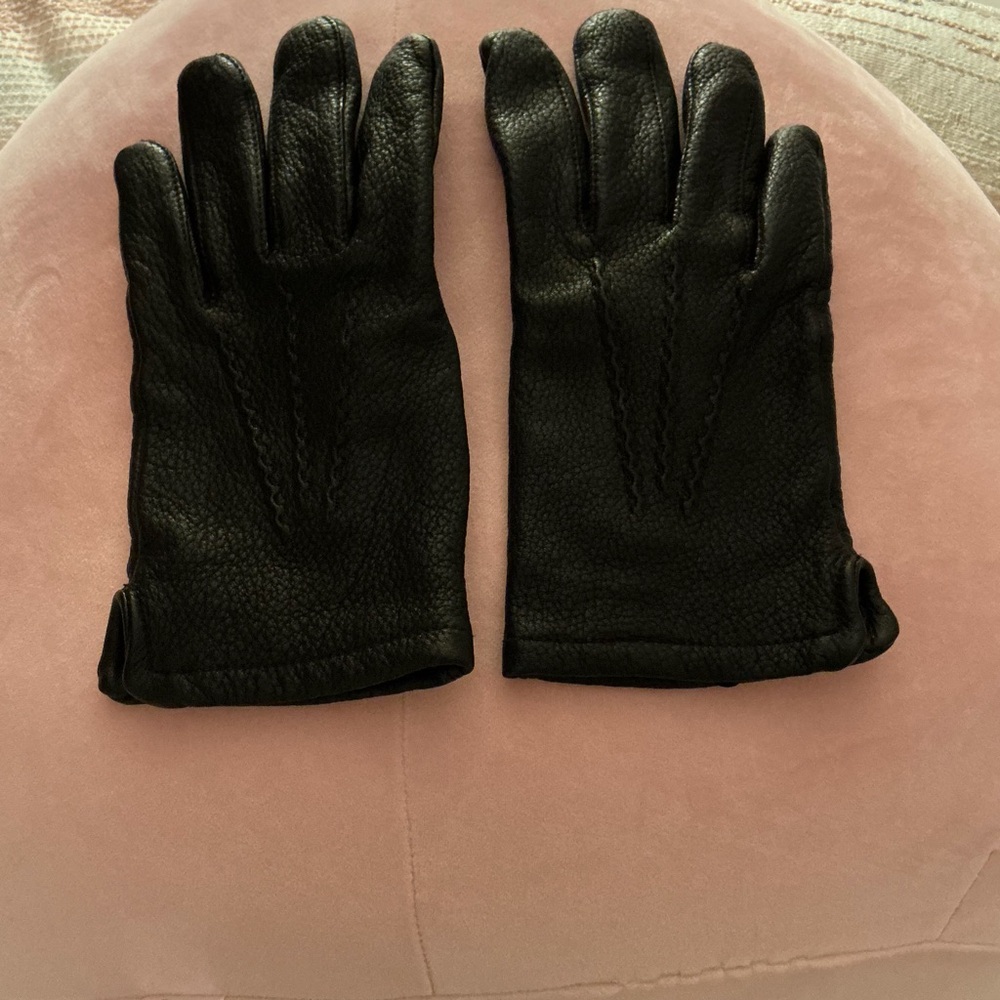 Orvis Black Leather Gloves with Cashmere Lining